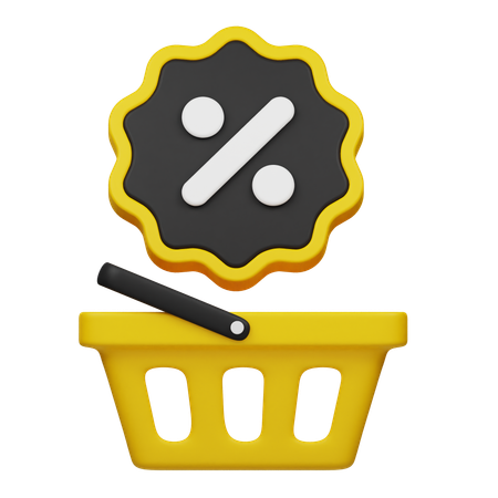 Shopping Basket Disount  3D Icon