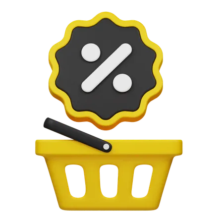 Shopping Basket Disount  3D Icon