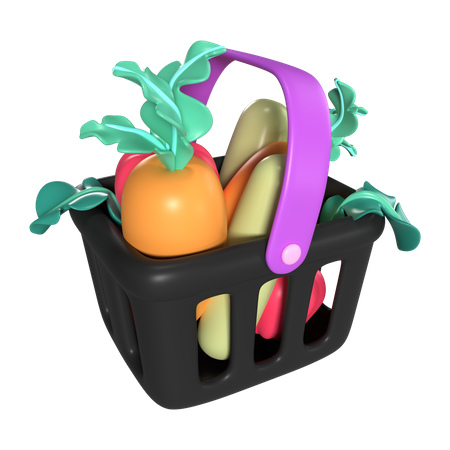 Shopping Basket Full  3D Icon