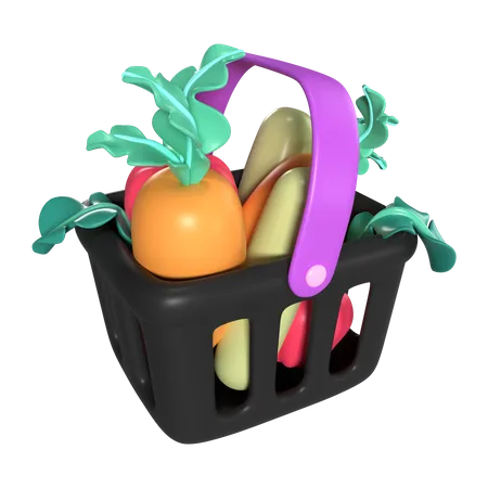 Shopping Basket Full  3D Icon