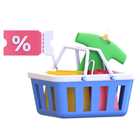 Shopping basket item discount  3D Illustration