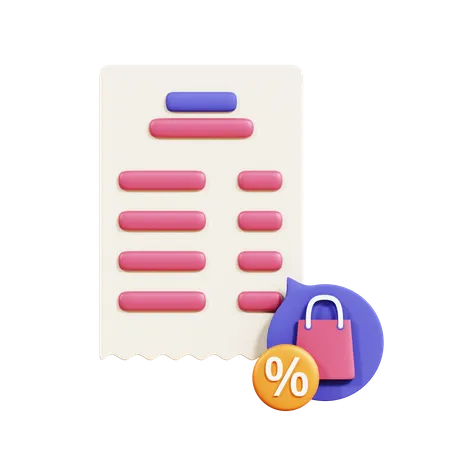 Shopping Bill  3D Icon