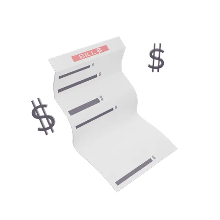 Shopping Bill  3D Illustration