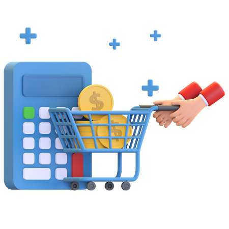 Shopping bill calculation  3D Illustration