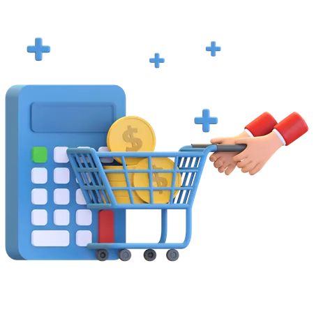 Shopping bill calculation  3D Illustration