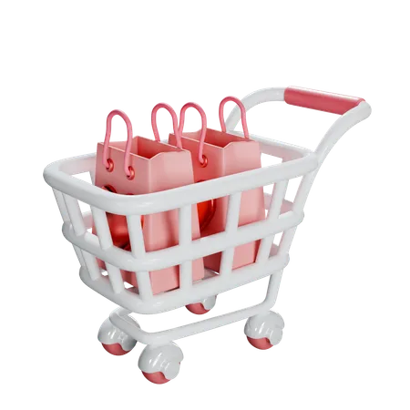 A Shopping Cart High Resolution 3000 X 3000 Blend File PNG Transparent 3D Icon