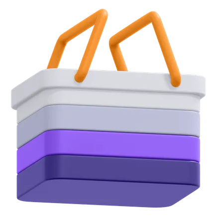 An Icon Of Square Shopping Cart In 3 D Format 3D Icon