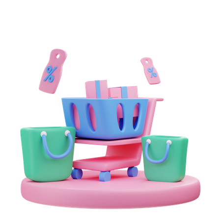 Shopping cart  3D Illustration