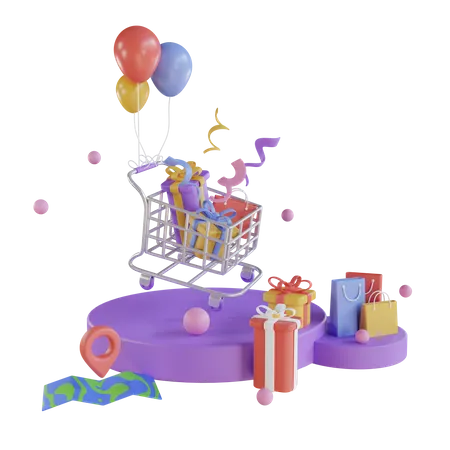 Shopping Cart  3D Illustration