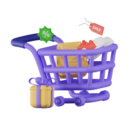 Shopping Cart  3D Illustration