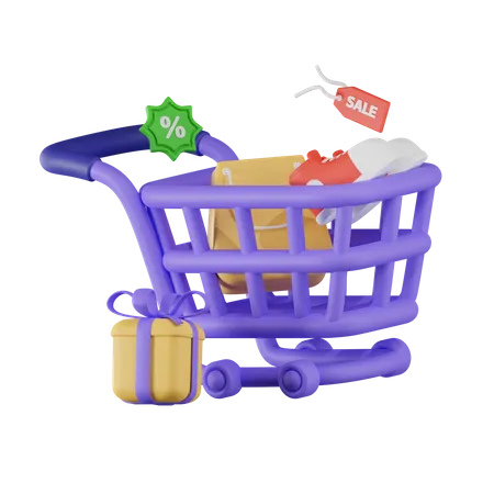 Shopping Cart  3D Illustration