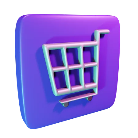 Shopping Cart 3 D Button With Purple And Pink 3D Icon