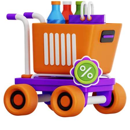 Trolley 3 D Shopping Illustration 3D Icon