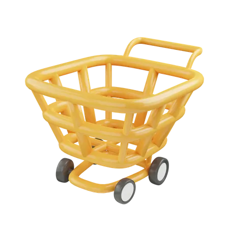 3 D Yellow Shopping Cart For Online Shopping And Digital Marketing Ideas On White Isolate Background 3D Icon