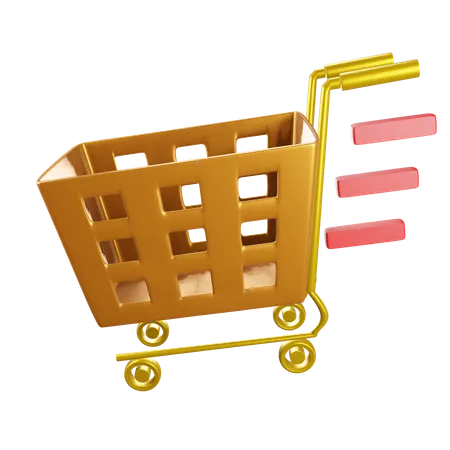 3 D SHOPPING CART WITH HIGH QUALITY RENDER AND TRANSPARENT BACKGROUND 3D Icon