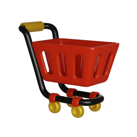 Black Friday Red Empty Shopping Cart On Wheels 3 D Render Icon 3D Icon