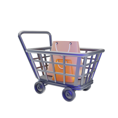 Shopping Cart And Bag  3D Icon