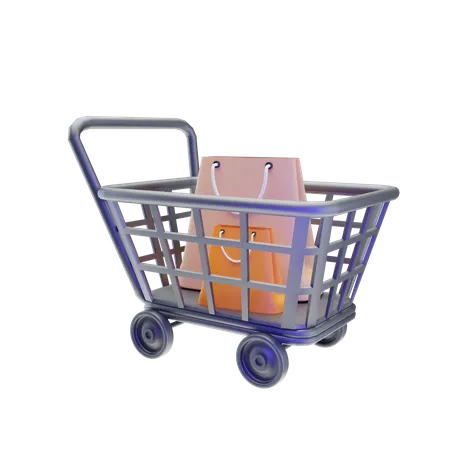 Shopping Cart And Bag  3D Icon