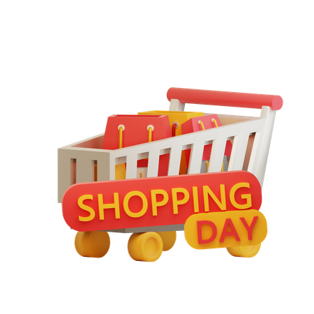 Shopping Cart And Bags  3D Illustration