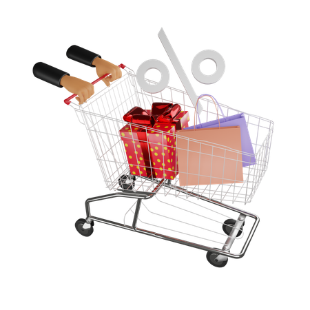 Shopping Cart And Hand  3D Icon