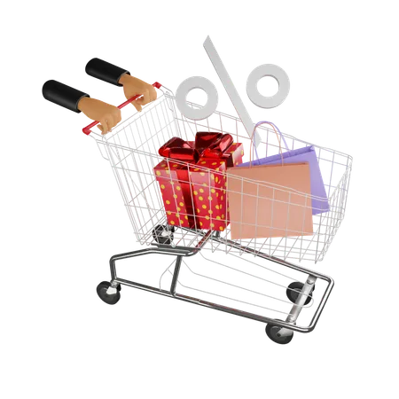 Shopping Cart And Hand  3D Icon