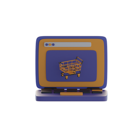 Shopping Cart And Laptop  3D Icon