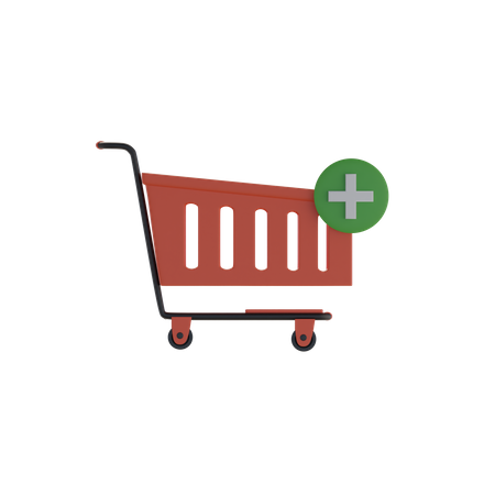Shopping cart and plus icon  3D Icon