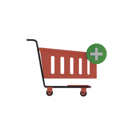 Shopping cart and plus icon  3D Icon