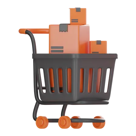 Shopping Cart Box  3D Icon