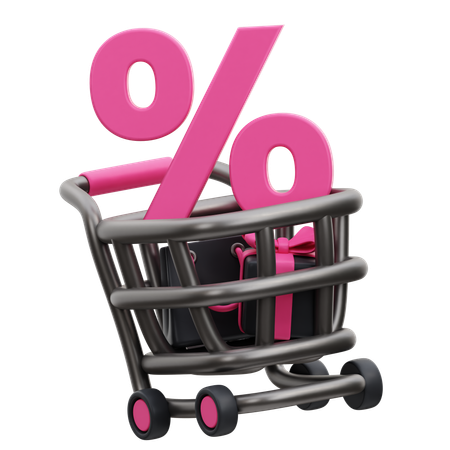 Shopping Trolley Discount  3D Icon