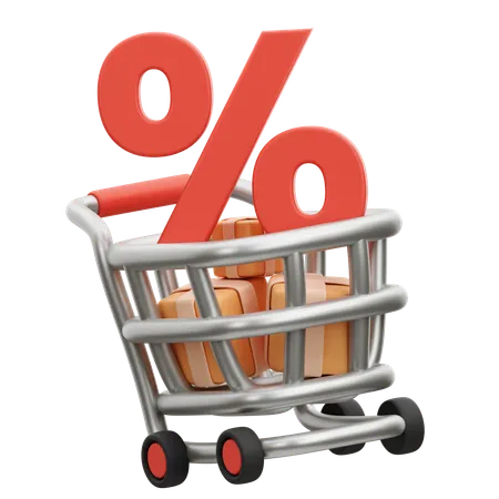 Shopping Cart Discount  3D Icon