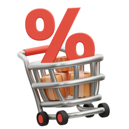 Shopping Cart Discount  3D Icon