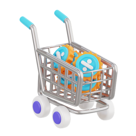 Shopping cart discount  3D Icon