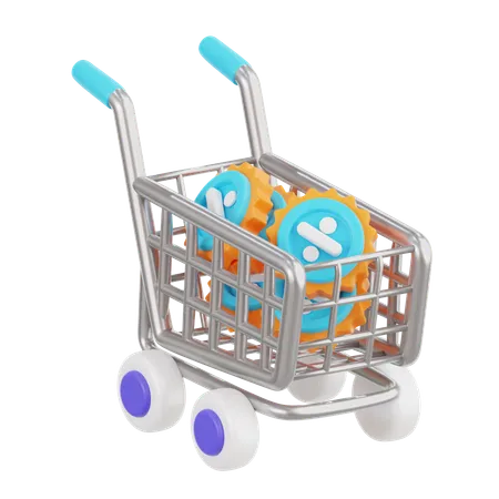 Shopping cart discount  3D Icon