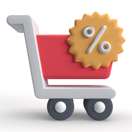 Shopping Cart Discount  3D Icon