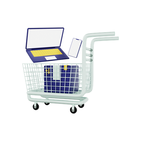 Shopping cart full 3D Illustration