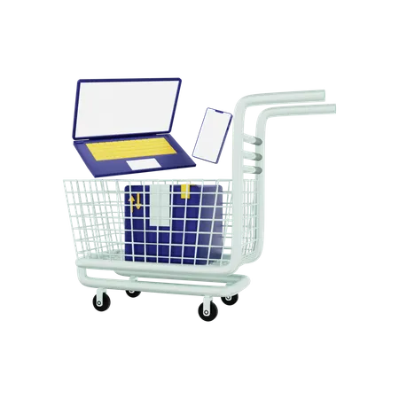 Shopping cart full  3D Illustration