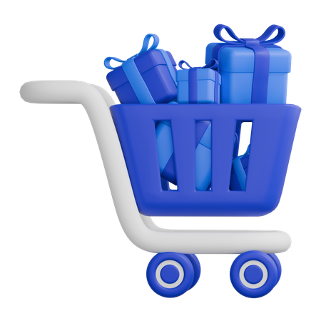 Shopping Cart Full Gifts  3D Icon