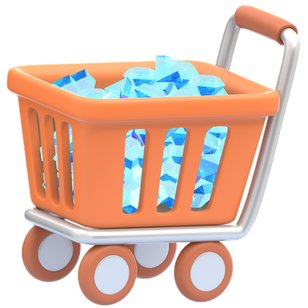 Shopping Cart Full Of Diamonds  3D Icon