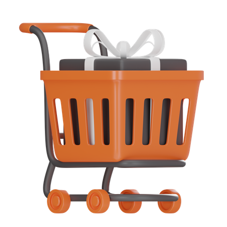 Shopping Cart Gift Box  3D Icon