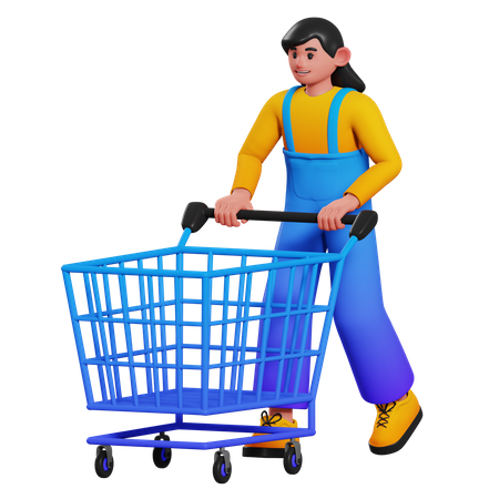 Shopping Cart Girl  3D Illustration