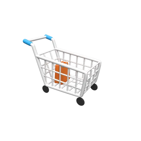 Shopping Cart With Bags  3D Illustration
