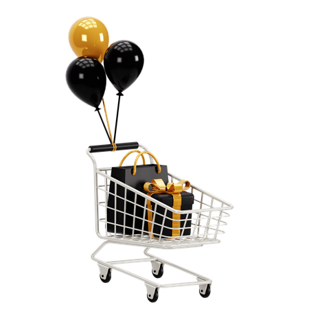 Shopping Cart With Balloon 3D Icon