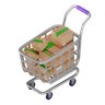 shopping cart with boxes 3d illustration