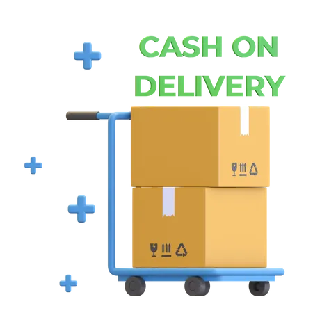 Cash On Delivery Shopping Cart Carrying Parcel Box Online Shop Icon 3D Illustration