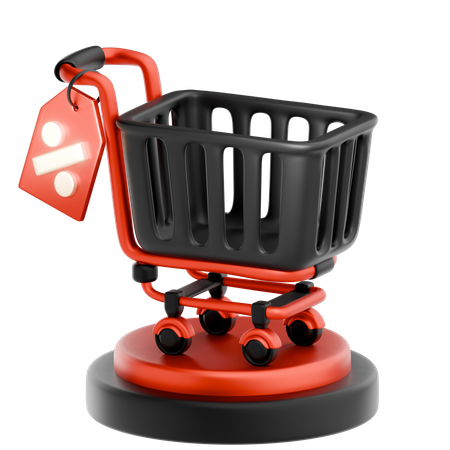 Shopping Cart With Discount  3D Icon