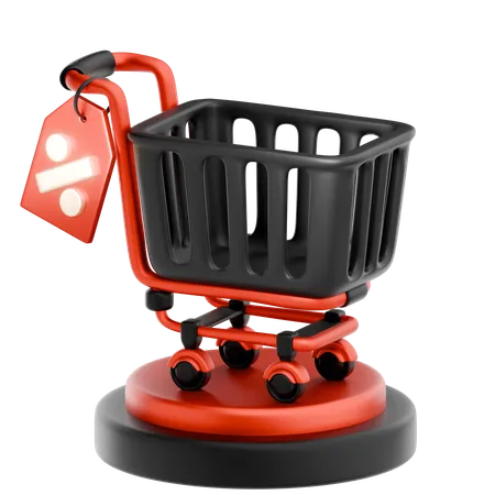 Shopping Cart With Discount  3D Icon