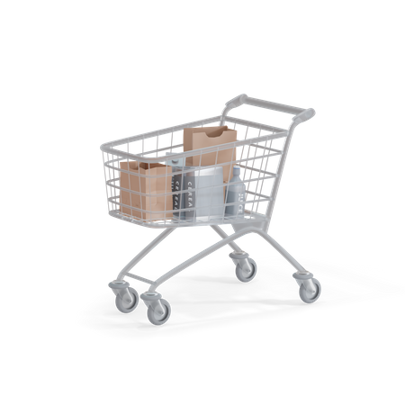 Shopping Cart With Items  3D Illustration