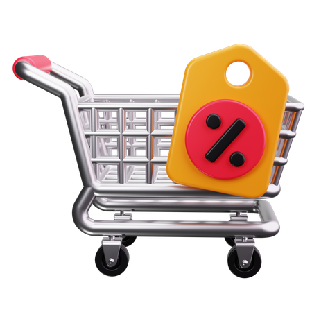 Shopping Cart with Percent  3D Icon