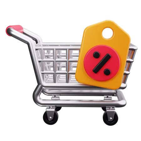 Shopping Cart with Percent  3D Icon